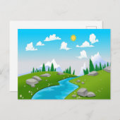 Mooie landschapstekening briefkaart (Voorkant / Achterkant)