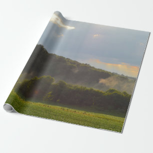 Mooie landschapsuitzicht van berg en bos cadeaupapier