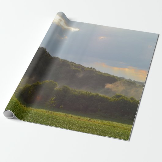 Mooie landschapsuitzicht van berg en bos cadeaupapier (Uitgerold)