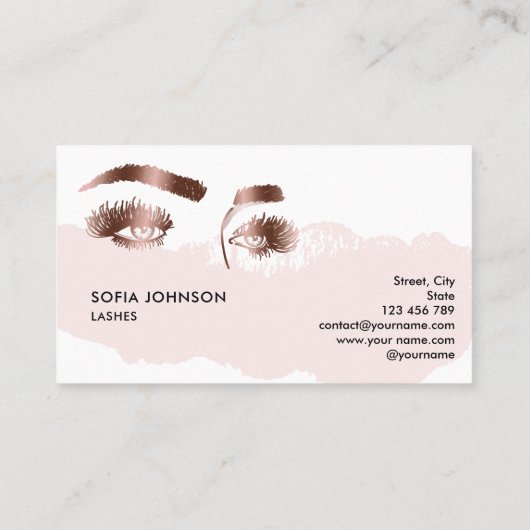 Mooie Lange Lashes Roos Gold Folie Make-up artist Visitekaartje (Achterkant)