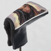 Mooie lange vlechten undercut zwart anime meisje golfheadcover (3/4 voorkant)