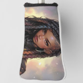 Mooie lange vlechten undercut zwart anime meisje golfheadcover (Draai 90)