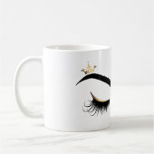 Mooie lange wimpers knipogen ogen met kroon koffiemok (Links)