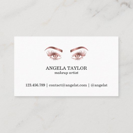 Mooie lange wimpers Roos gouden make-up artist Visitekaartje (Achterkant)