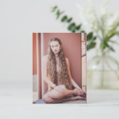 Mooie langharige natuurlijke schoonheid briefkaart (Staand voorkant)