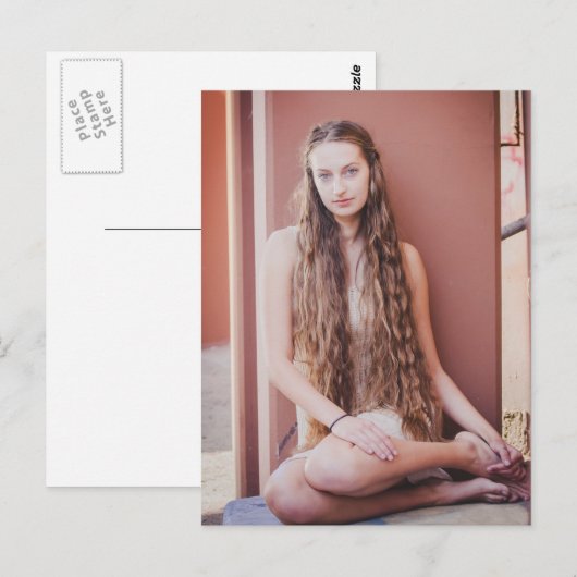 Mooie langharige natuurlijke schoonheid briefkaart (Voorkant / Achterkant)