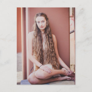 Mooie langharige natuurlijke schoonheid briefkaart