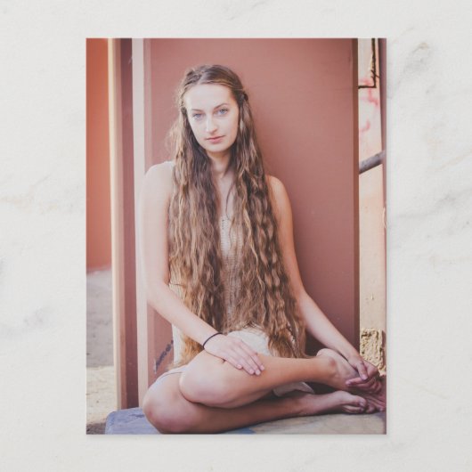 Mooie langharige natuurlijke schoonheid briefkaart (Voorkant)