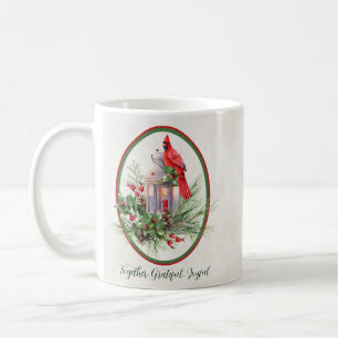 Mooie lantaarn met hulst en kardinaal Kerstmis  Koffiemok