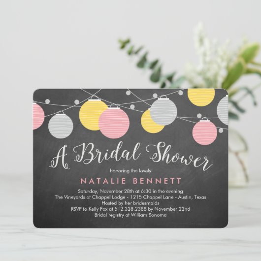 Mooie Lantaarns Bruids Douche Uitnodiging (Staand voorkant)