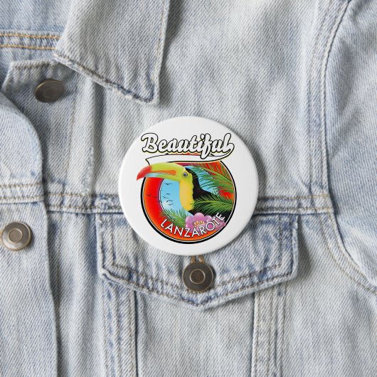 Mooie Lanzarote reis patch. Ronde Button 7,6 Cm (In situ)