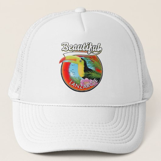 Mooie Lanzarote reis patch. Trucker Pet (Voorkant)
