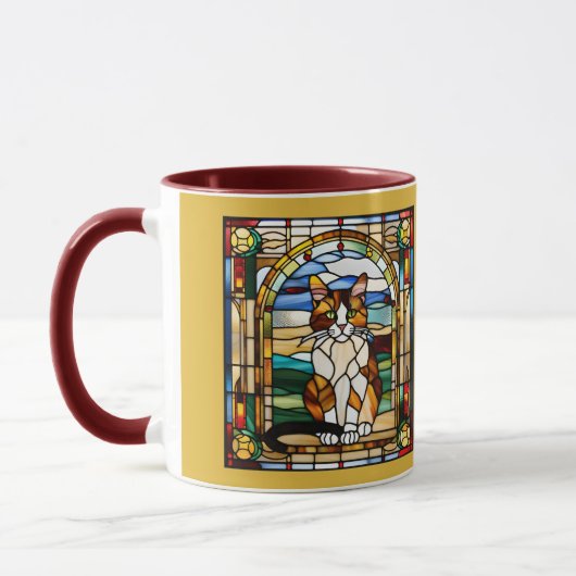 Mooie Lapjeskat Glas-in-Lood Koffiemok Mok (Links)