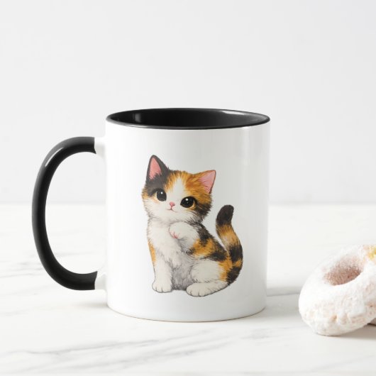Mooie Lapjeskat Kitten Mok (Met donut)