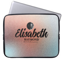 Mooie laptophoes Oranje Glitter Foto en naam