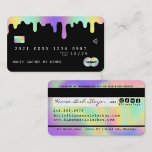 Mooie Lash Nail Tech Holographic Credit Style Visitekaartje