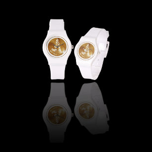 Mooie Latte Bloemblad Art Tree White Horloge