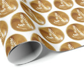 Mooie Latte Floral Leaf Art-structuur Cadeaupapier (Rol Hoek)