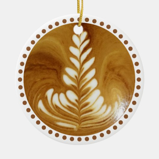 Mooie Latte Floral Leaf Art-structuur Keramisch Ornament (Voorkant)