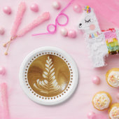 Mooie Latte Floral Leaf Art-structuur Papieren Bordje (Feest)