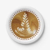 Mooie Latte Floral Leaf Art-structuur Papieren Bordje (Voorkant)