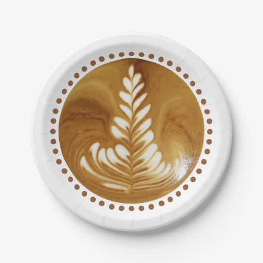 Mooie Latte Floral Leaf Art-structuur Papieren Bordje (Voorkant)