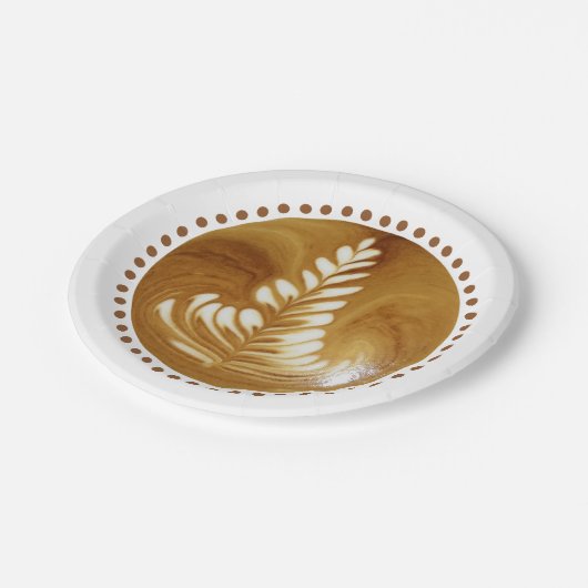 Mooie Latte Floral Leaf Art-structuur Papieren Bordje (Gekanteld)