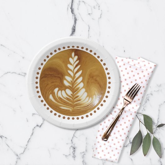 Mooie Latte Floral Leaf Art-structuur Papieren Bordje