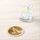 Mooie Latte Floral Leaf Art-structuur Ronde Kartonnen Onderzetter (Insitu)