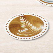 Mooie Latte Floral Leaf Art-structuur Ronde Kartonnen Onderzetter (Gebogen)