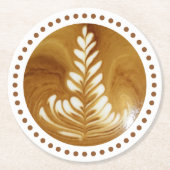 Mooie Latte Floral Leaf Art-structuur Ronde Kartonnen Onderzetter (Voorkant)