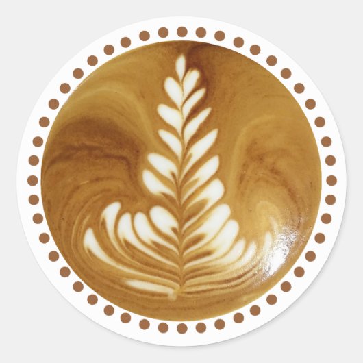 Mooie Latte Floral Leaf Art-structuur Ronde Sticker (Voorkant)