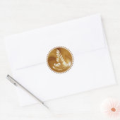 Mooie Latte Floral Leaf Art-structuur Ronde Sticker (Envelop)