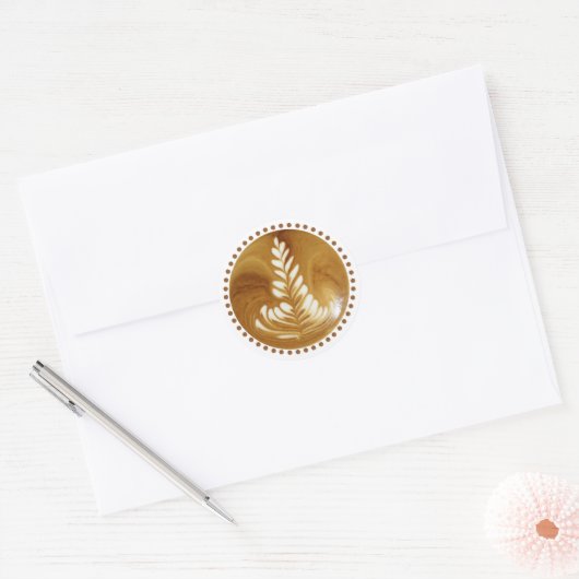 Mooie Latte Floral Leaf Art-structuur Ronde Sticker (Envelop)