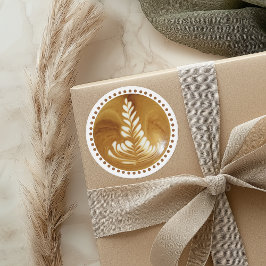 Mooie Latte Floral Leaf Art-structuur Ronde Sticker