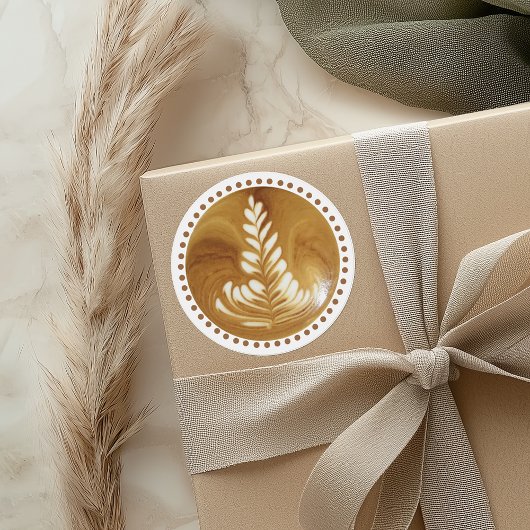 Mooie Latte Floral Leaf Art-structuur Ronde Sticker