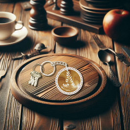 Mooie Latte Floral Leaf Art-structuur Sleutelhanger