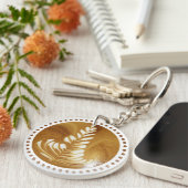 Mooie Latte Floral Leaf Art-structuur Sleutelhanger (Voorkant Rechts)