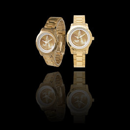 Mooie Latte Floral Leaf Art Tree Gold Horloge