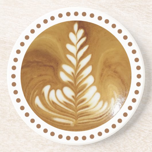 Mooie Latte Floral Leaf Art Tree zandsteen Zandsteen Onderzetter (Voorkant)