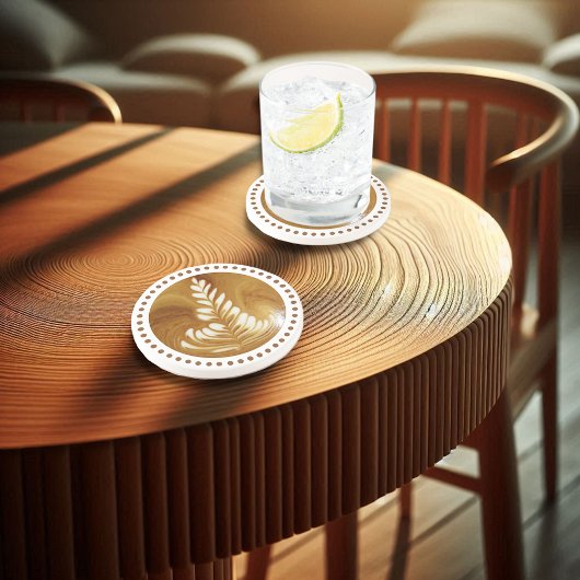 Mooie Latte Floral Leaf Art Tree zandsteen Zandsteen Onderzetter