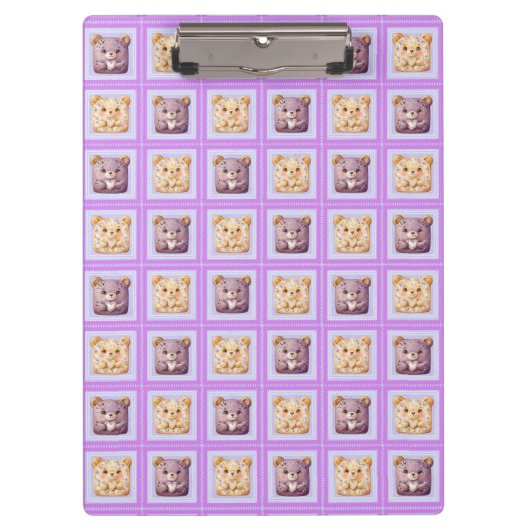 Mooie lavendel blauwe bes patchwork cookiebeer klembord (Voorkant)