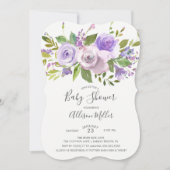 Mooie lavendel bloemen baby shower uitnodiging (Voorkant)