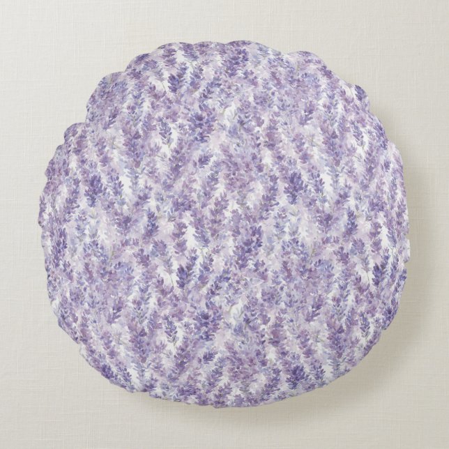 Mooie Lavendel Bloemen Bruidsdiner Rond Kussen (Voorkant)