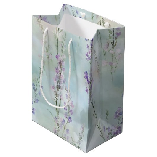 Mooie Lavendel Bloemen Bruidsdouche Medium Cadeauzakje (Voorkant Gekanteld)