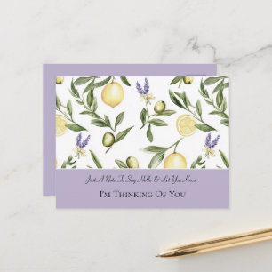 Mooie Lavendel Bloemen Citroenen Denken Aan Jou Briefkaart