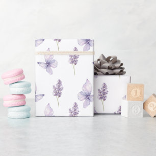 Mooie Lavendel Bloemen Vlinder Baby Shower  Cadeaupapier