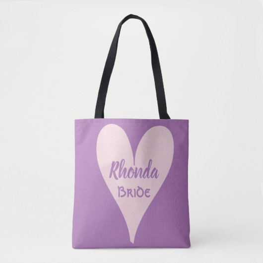 Mooie lavendel bruid roze hart tote bag (Voorkant)