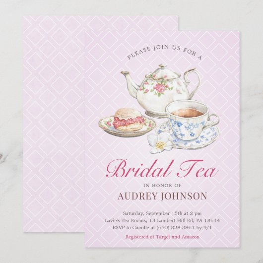 Mooie Lavendel bruids thee Britse bruiloft douche Kaart (Voorkant / Achterkant)