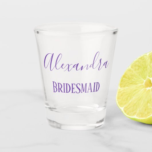 Mooie Lavendel Bruidsmeisje Keepsake Shot Glas (Voorkant)